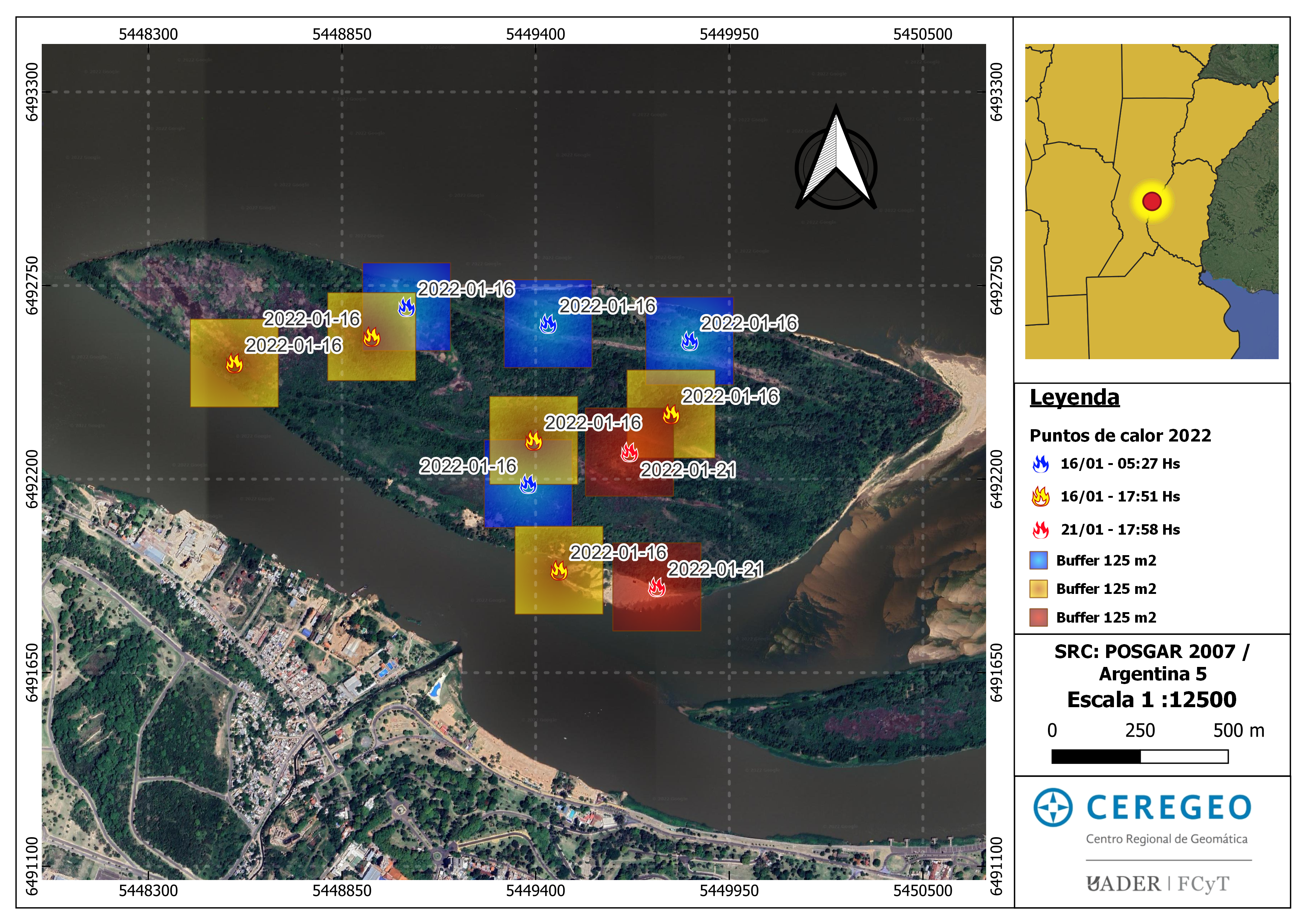Puntos de calor 2022 con buffer