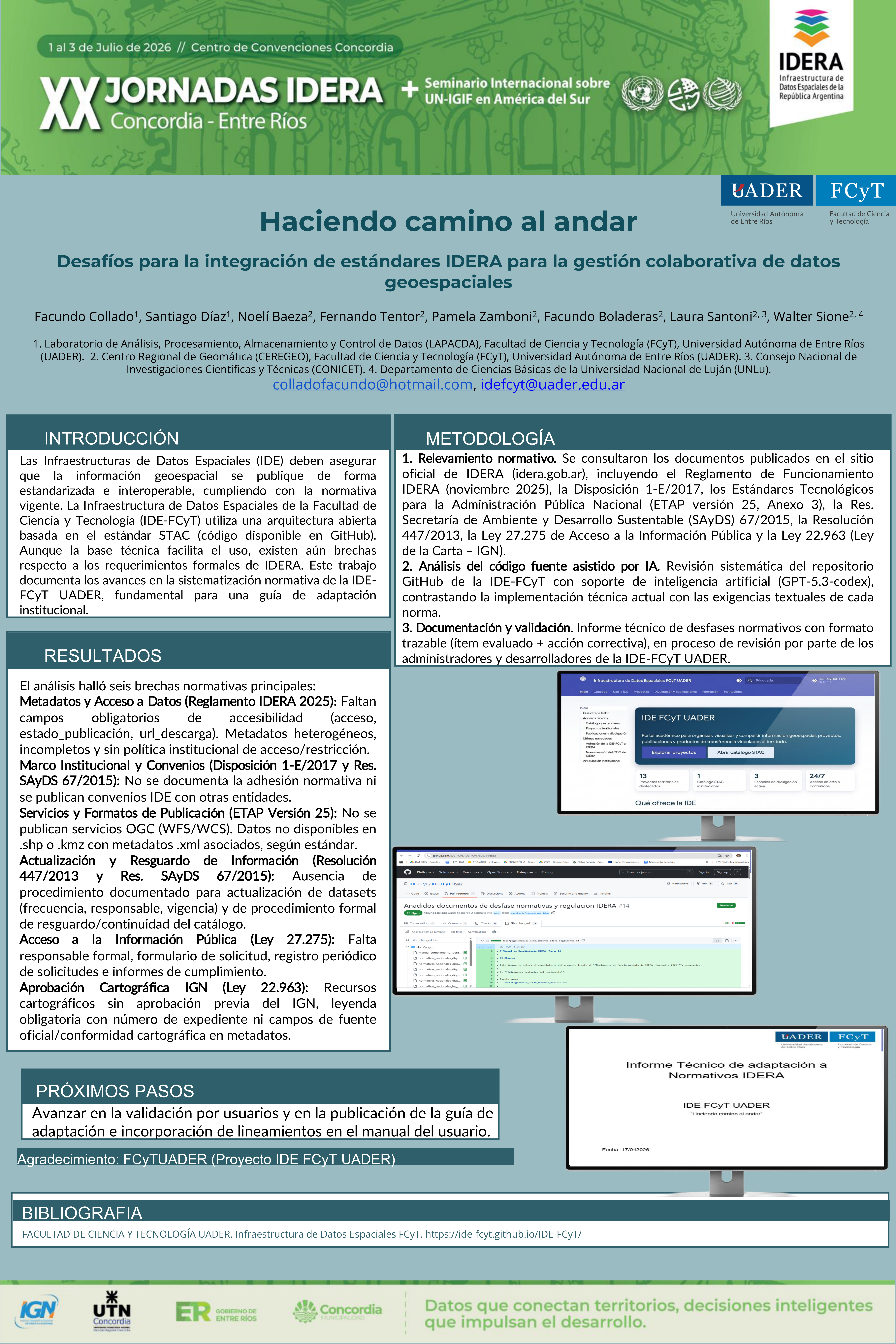 Poster IDERA 2026 sobre estandares para la gestion colaborativa de datos geoespaciales